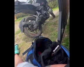 Crazy girl in the PARKING LOT cums waiting for the UBER, CUM record!